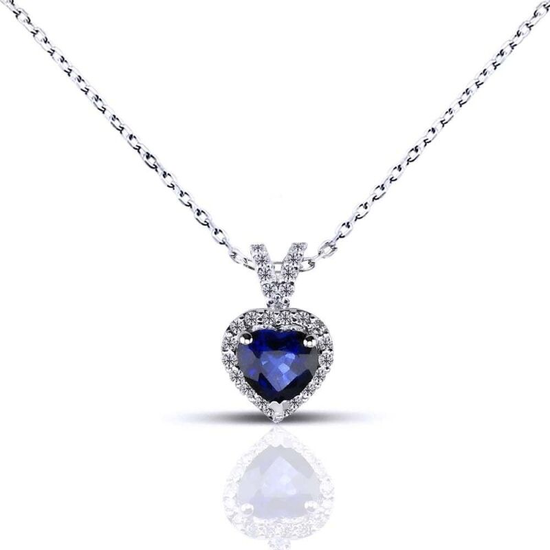 0.72 Karat Pırlanta Safir Kolye - IDL Sertifikalı - 1