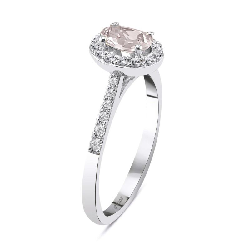 0.73 Karat Pırlanta Morganite Fantezi Yüzük - IDL Sertifikalı - 2