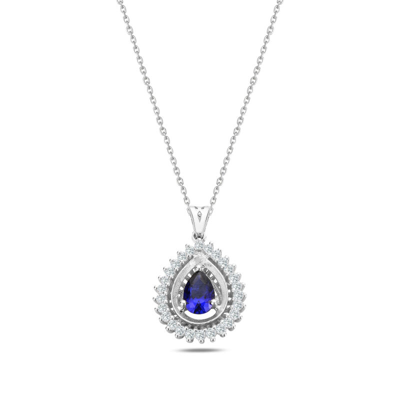 0.73 Karat Pırlanta Safir Kolye - IDL Sertifikalı - 1