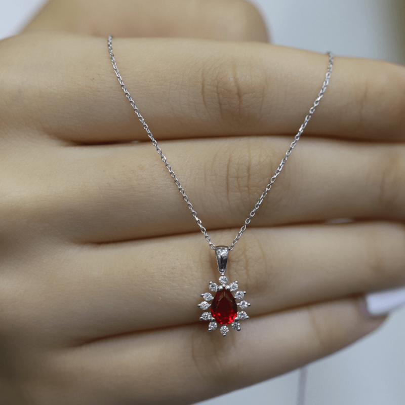 0.73 Karat Pırlanta Yakut Kolye - IDL Sertifikalı - 2