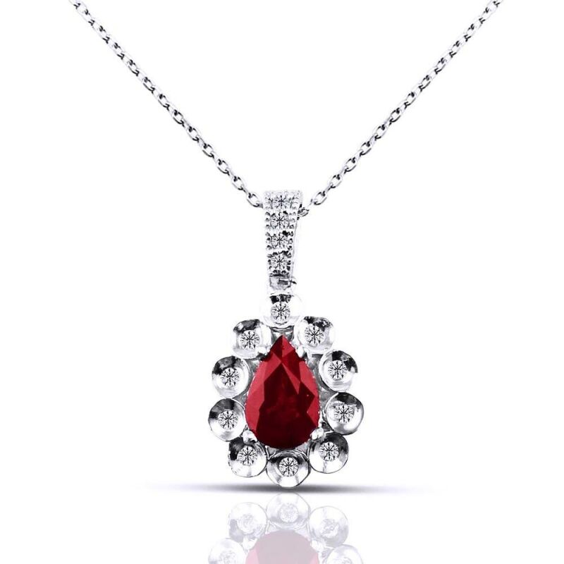 0.75 Karat Pırlanta Yakut Kolye - IDL Sertifikalı - 1