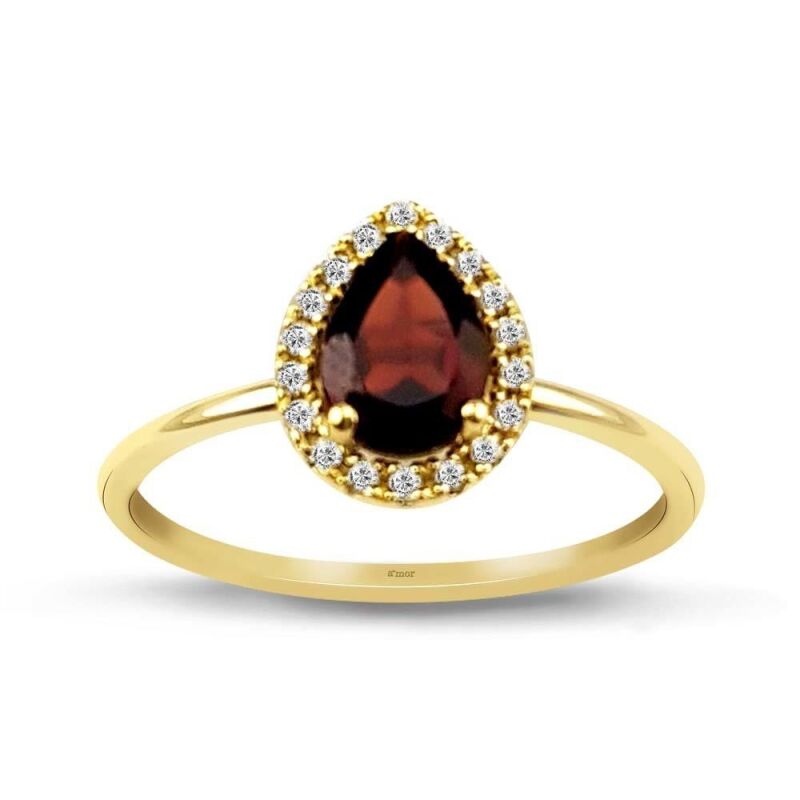 0.76 Karat Kırmızı Garnet Pırlanta Fantezi Yüzük - IDL Sertifikalı - 1