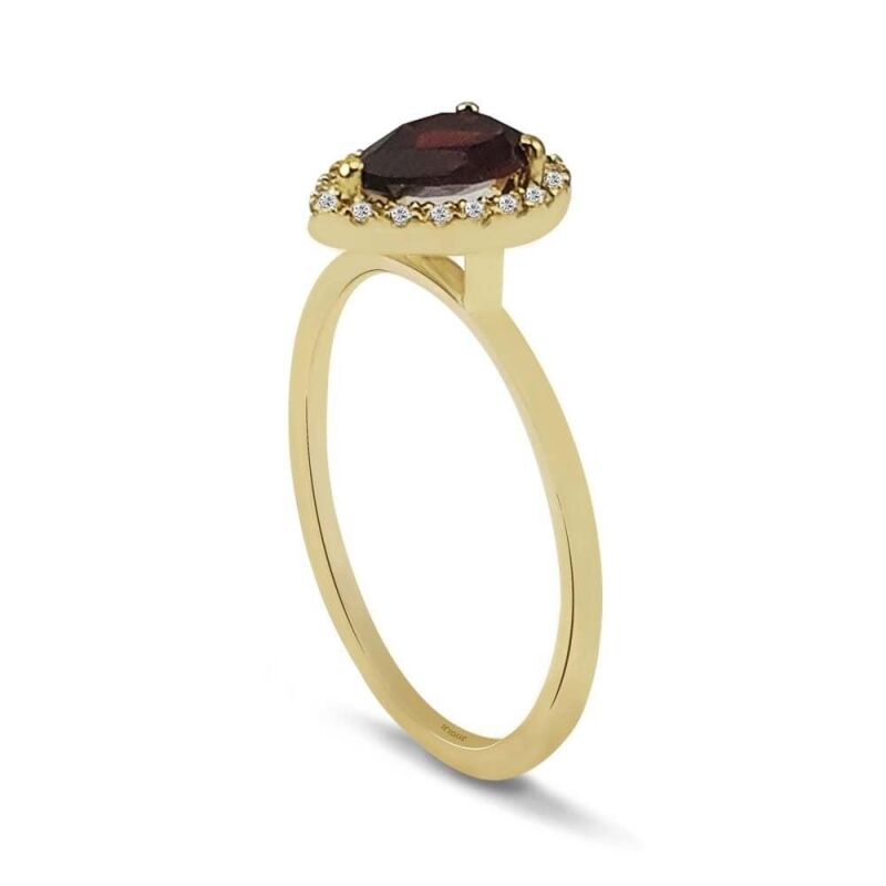 0.76 Karat Kırmızı Garnet Pırlanta Fantezi Yüzük - IDL Sertifikalı - 2