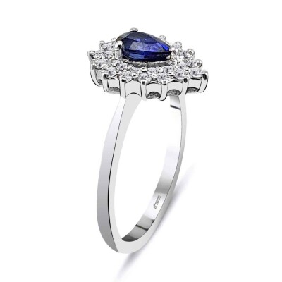 0.76 Karat Pırlanta Safir Yüzük - IDL Sertifikalı - 2