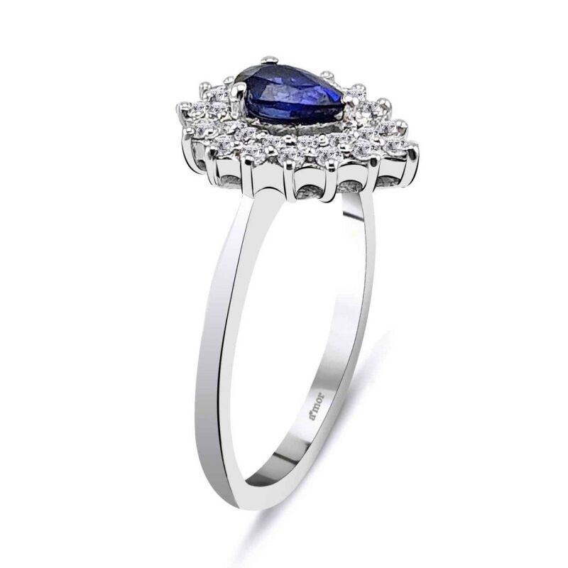 0.76 Karat Pırlanta Safir Yüzük - IDL Sertifikalı - 2