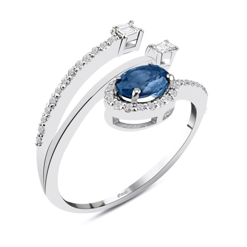 0.77 Karat Pırlanta Safir Yüzük - IDL Sertifikalı - 2