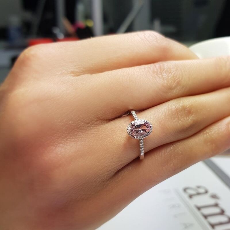0.80 Karat Morganit Pırlanta Fantezi Yüzük - IDL Sertifikalı - 3