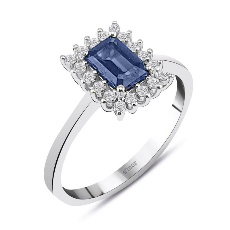 0.80 Karat Pırlanta Safir Yüzük - IDL Sertifikalı - 2