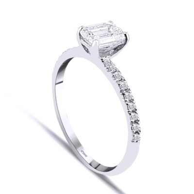 0.81 Karat Kenar Taşlı Tektaş Pırlanta Emerald Yüzük - IDL Sertifikalı - 2