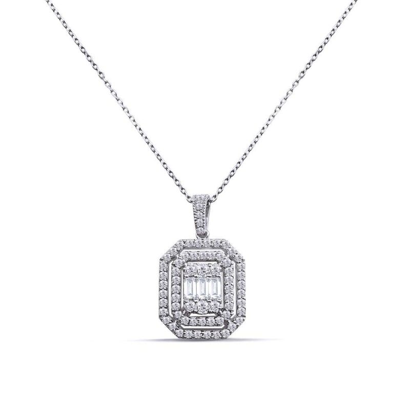 0.81 Karat Pırlanta Baget Kolye - IDL Sertifikalı - 1