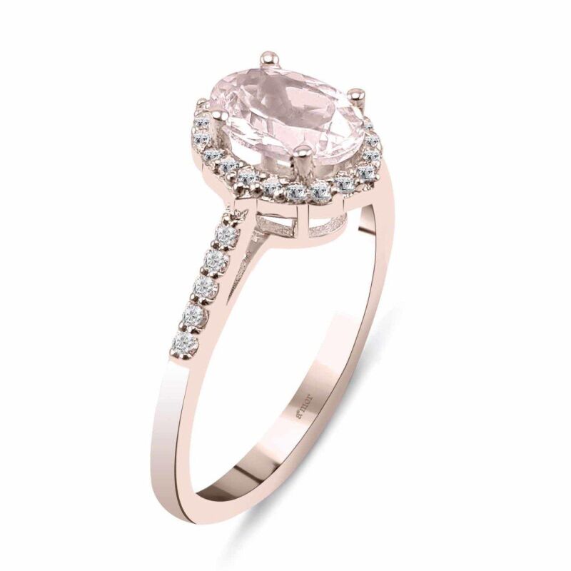 0.83 Karat Morganite Pırlanta Vintage Yüzük - IDL Sertifikalı - 2