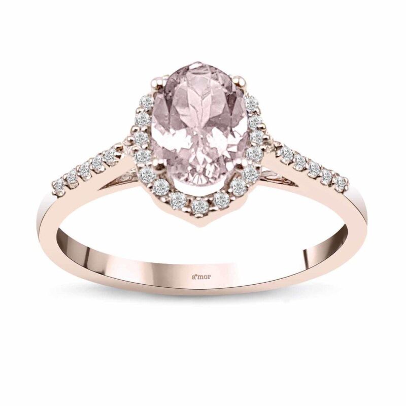 0.83 Karat Morganite Pırlanta Vintage Yüzük - IDL Sertifikalı - 1