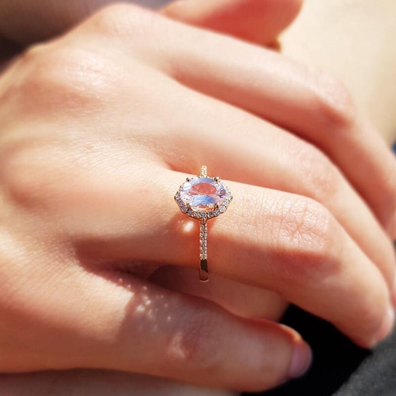 0.83 Karat Morganite Pırlanta Vintage Yüzük - IDL Sertifikalı - 3