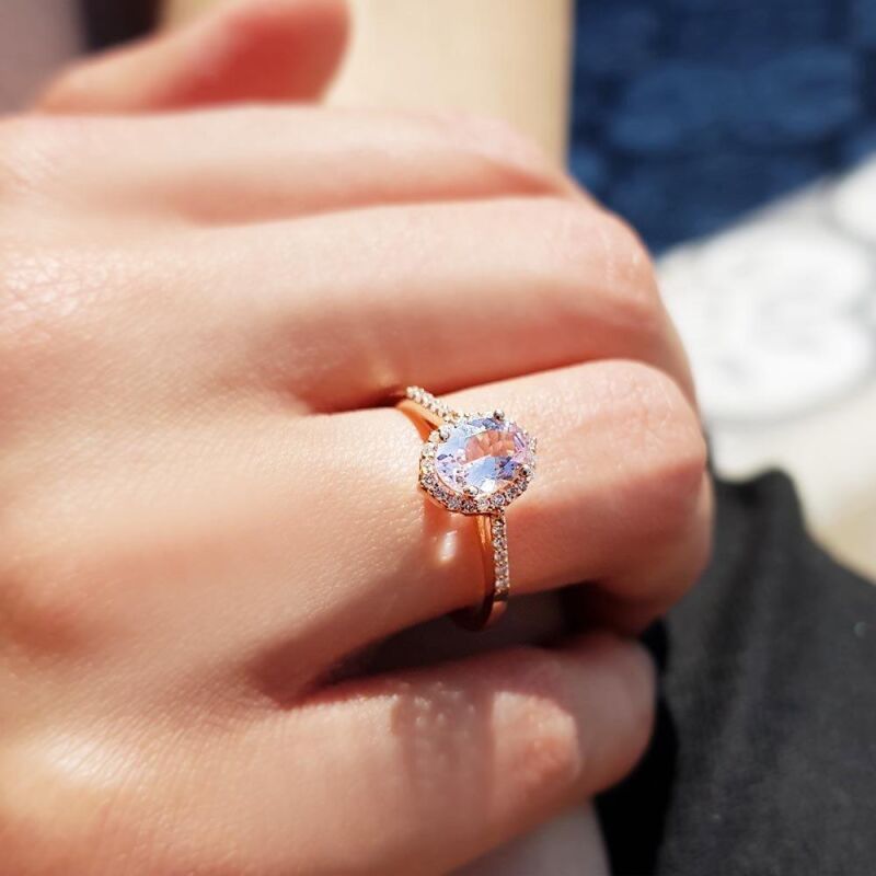 0.83 Karat Morganite Pırlanta Vintage Yüzük - IDL Sertifikalı - 4