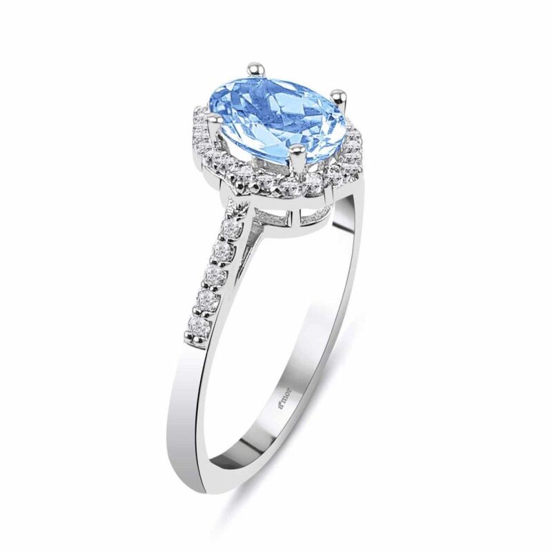 0.84 Karat Aquamarine Pırlanta Fantezi Yüzük - IDL Sertifikalı - 2