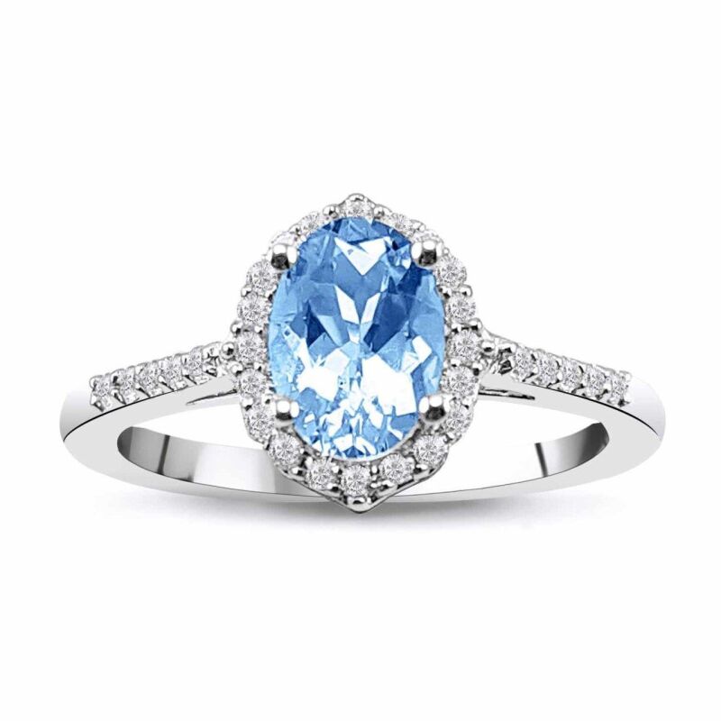 0.84 Karat Aquamarine Pırlanta Fantezi Yüzük - IDL Sertifikalı - 1