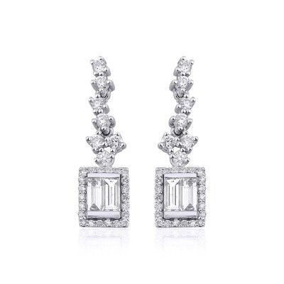 0.90 Karat Pırlanta Baget Küpe - IDL Sertifikalı - 1