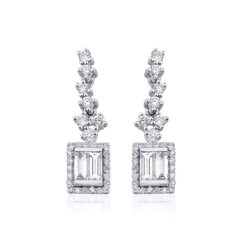 0.90 Karat Pırlanta Baget Küpe - IDL Sertifikalı - 1
