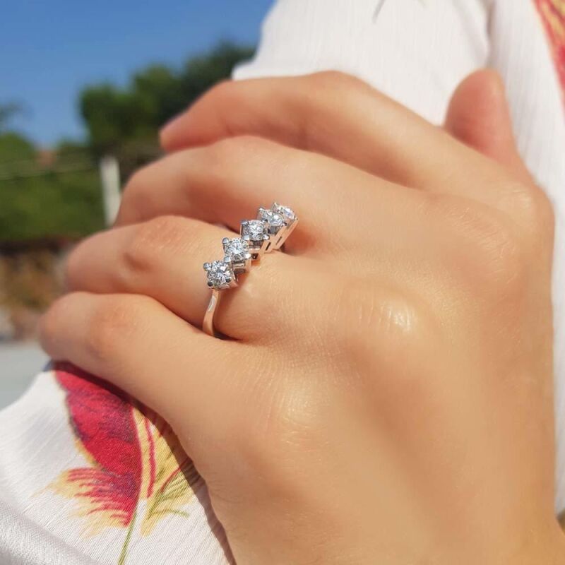 0.90 Karat Pırlanta Beştaş Yüzük - IDL Sertifikalı - 3