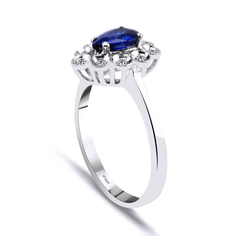 0.91 Karat Pırlanta Safir Yüzük - IDL Sertifikalı - 2