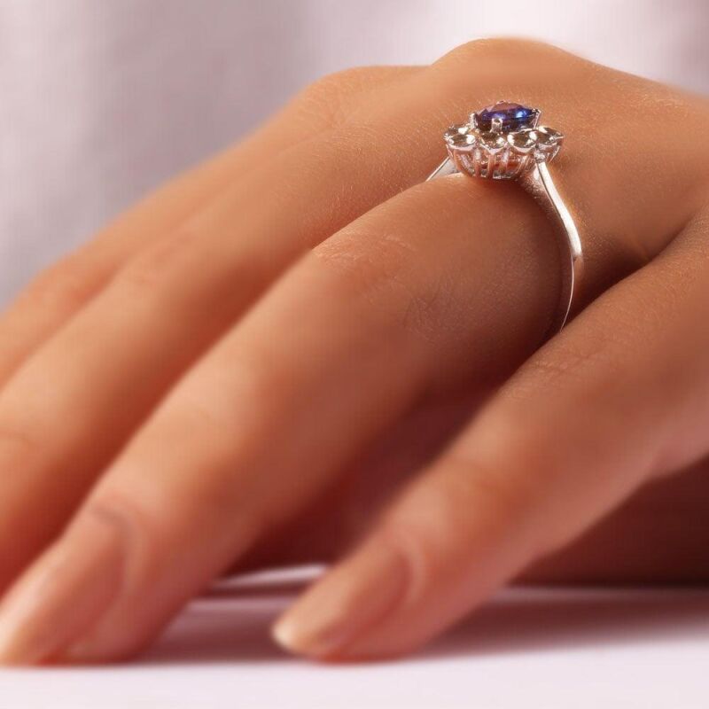 0.91 Karat Pırlanta Safir Yüzük - IDL Sertifikalı - 4