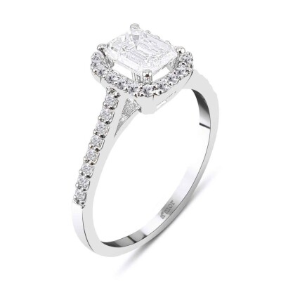 0.93 Karat Kenar Taşlı Tektaş Pırlanta Emerald Yüzük - IDL Sertifikalı - 2