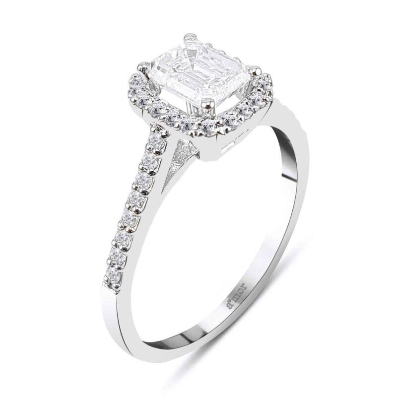 0.93 Karat Kenar Taşlı Tektaş Pırlanta Emerald Yüzük - IDL Sertifikalı - 2