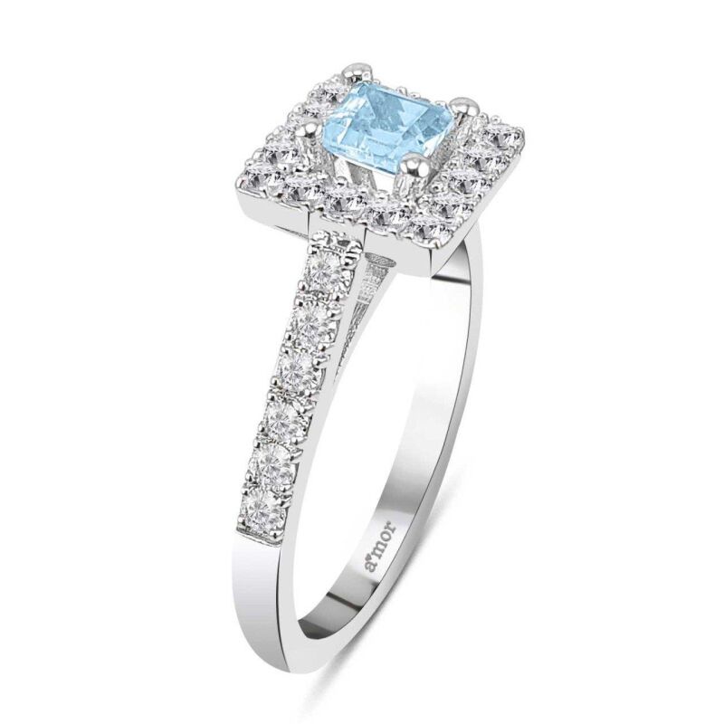 0.96 Karat Blue Topaz Pırlanta Fantezi Yüzük - IDL Sertifikalı - 2