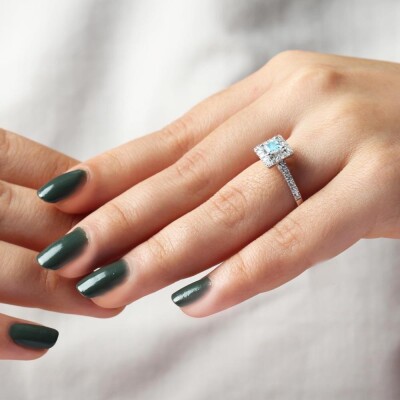 0.96 Karat Blue Topaz Pırlanta Fantezi Yüzük - IDL Sertifikalı - 3