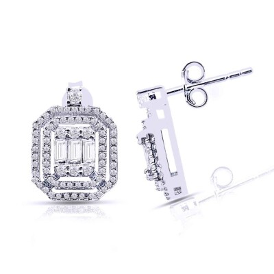 0.96 Karat Pırlanta Baget Küpe - IDL Sertifikalı - 1