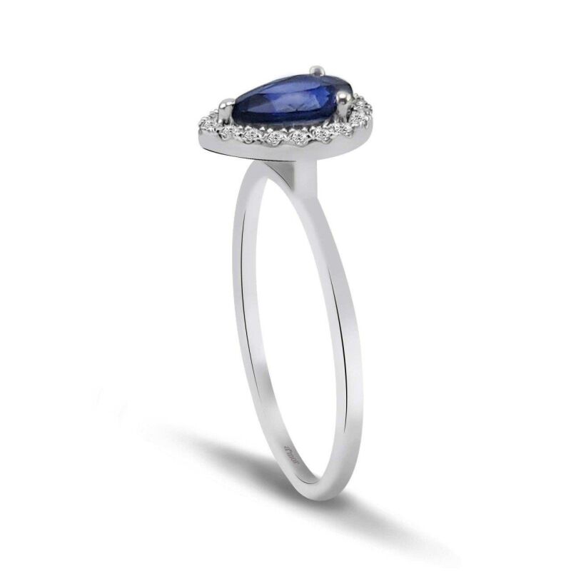 0.96 Karat Pırlanta Safir Yüzük - IDL Sertifikalı - 2
