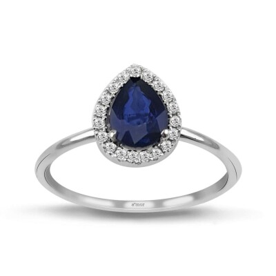 0.96 Karat Pırlanta Safir Yüzük - IDL Sertifikalı - 1