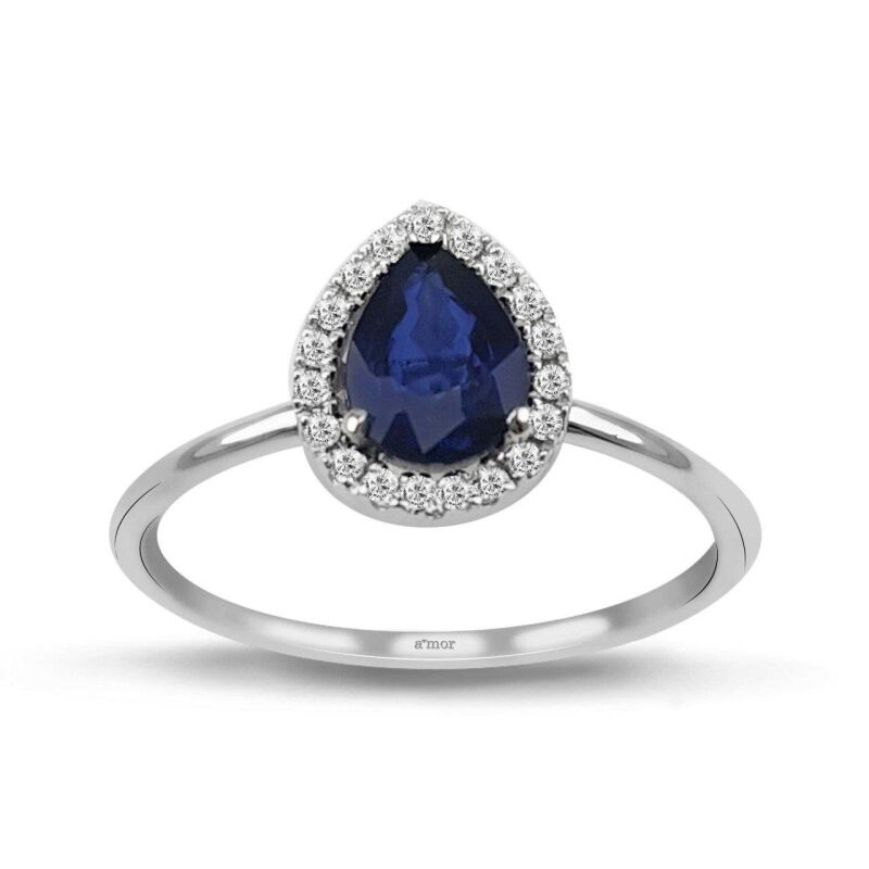 0.96 Karat Pırlanta Safir Yüzük - IDL Sertifikalı - 1