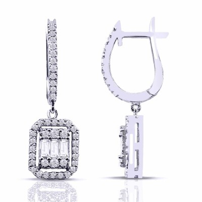 0.97 Karat Pırlanta Baget Küpe - IDL Sertifikalı - 1