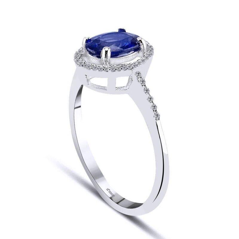 0.97 Karat Pırlanta Safir Yüzük - IDL Sertifikalı - 2