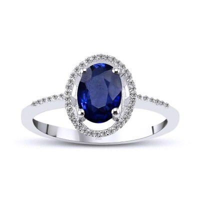 0.97 Karat Pırlanta Safir Yüzük - IDL Sertifikalı - 1
