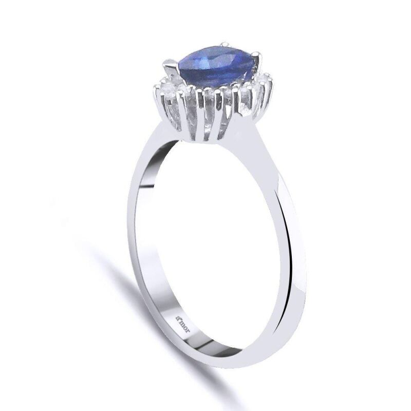 0.99 Karat Pırlanta Safir Yüzük - IDL Sertifikalı - 2