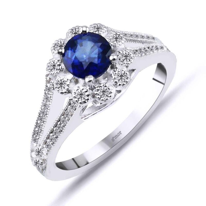 1.00 Karat Pırlanta Safir Yüzük - IDL Sertifikalı - 2