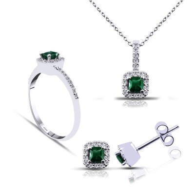 1.01 Karat Zümrüt Pırlanta Set - IDL Sertifikalı - 1