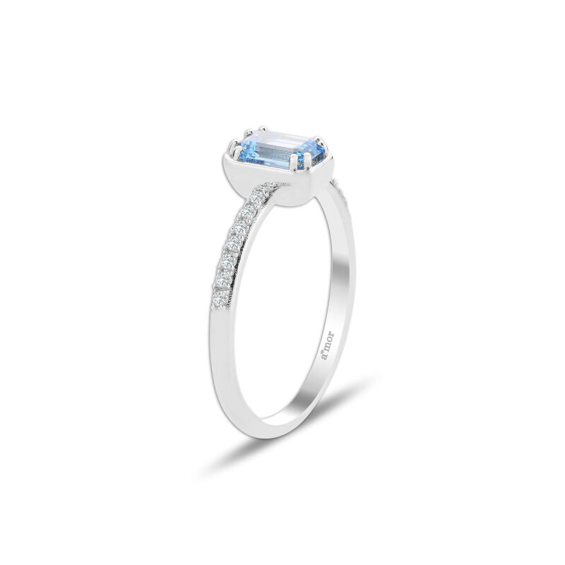 1.03 Karat Aquamarine Pırlanta Fantezi Yüzük - IDL Sertifikalı - 2