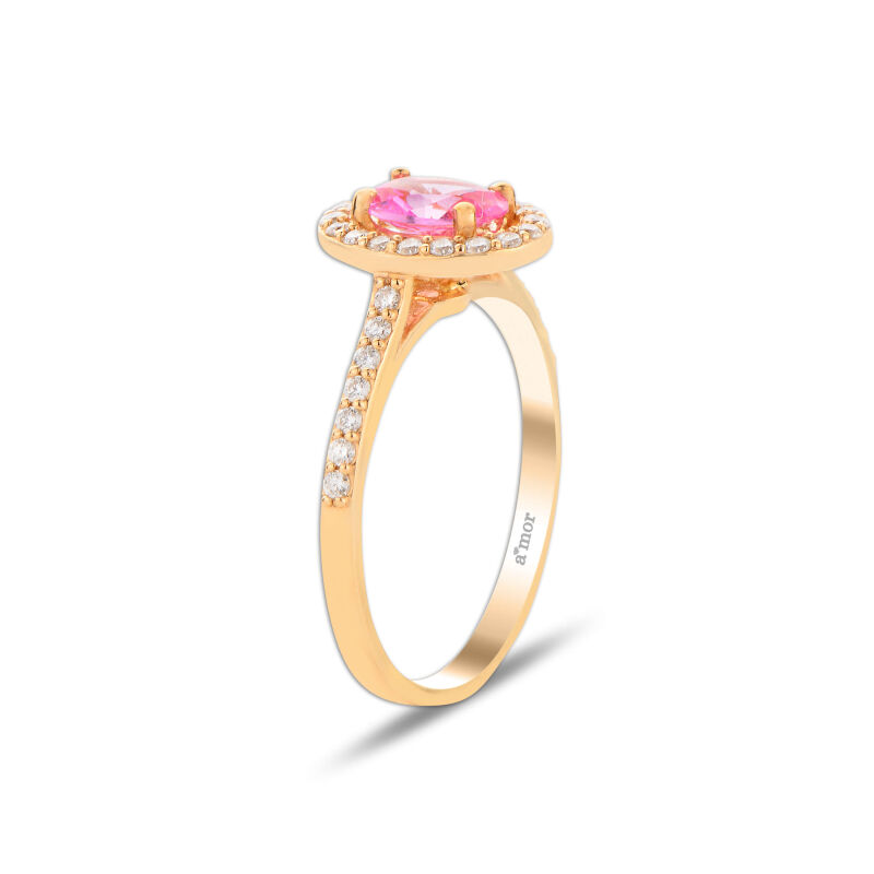 1.04 Karat Pırlanta Pembe Safir Yüzük - IDL Sertifikalı - 2