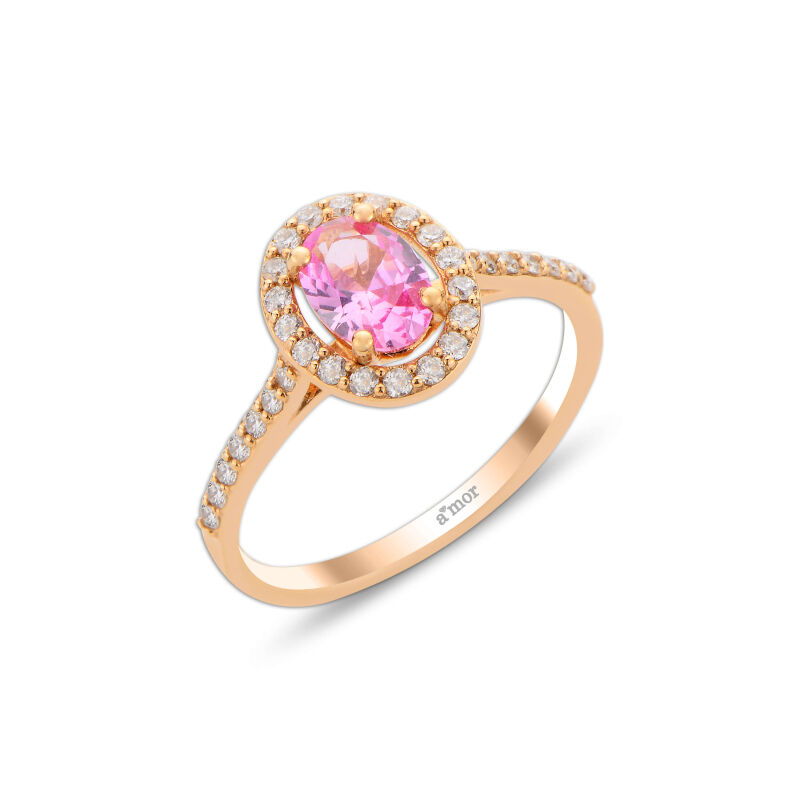 1.04 Karat Pırlanta Pembe Safir Yüzük - IDL Sertifikalı - 1