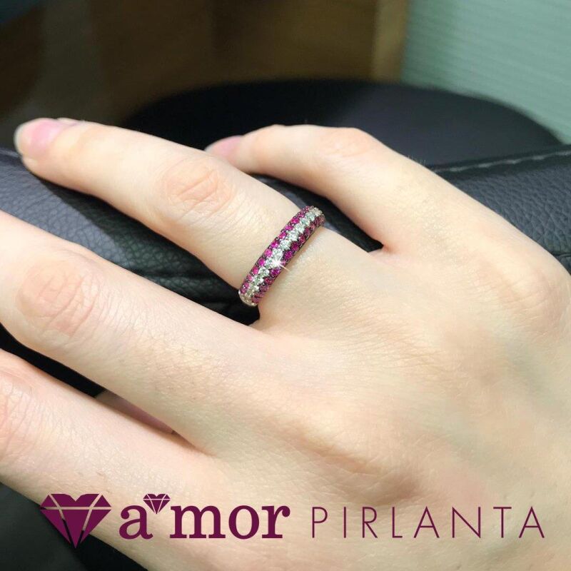 1.04 Karat Pırlanta Pembe Safir Yüzük - IDL Sertifikalı - 3