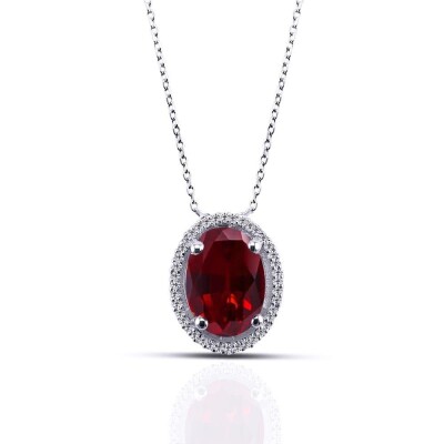 1.05 Karat Pırlanta Yakut Kolye - IDL Sertifikalı - 1
