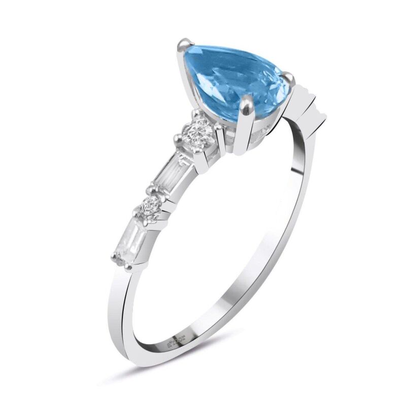 1.06 Karat Blue Topaz Pırlanta Fantezi Yüzük - IDL Sertifikalı - 2