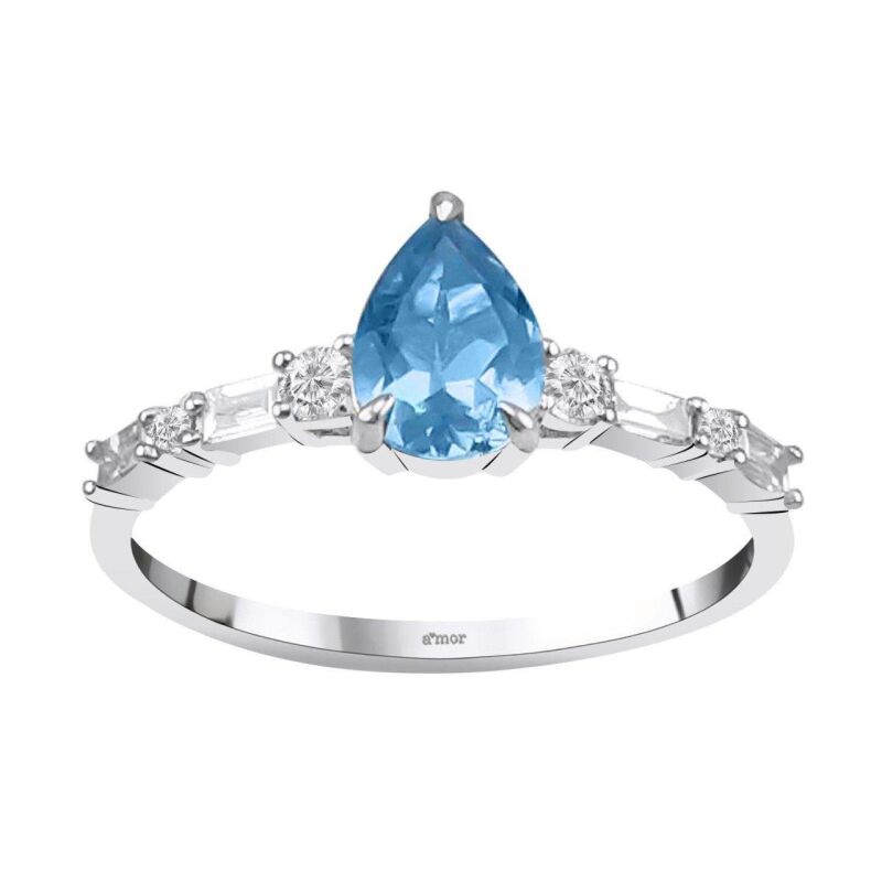 1.06 Karat Blue Topaz Pırlanta Fantezi Yüzük - IDL Sertifikalı - 1