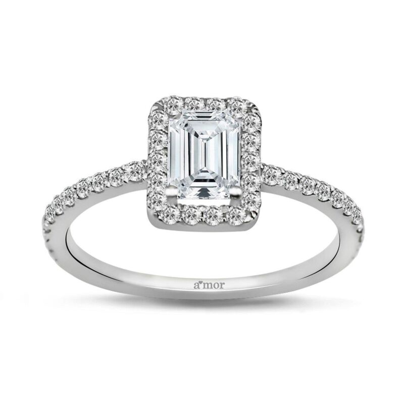1.06 Karat Kenar Taşlı Tektaş Emerald Pırlanta Yüzük - IDL Sertifikalı - 1