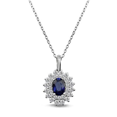1.06 Karat Pırlanta Safir Kolye - IDL Sertifikalı - 1