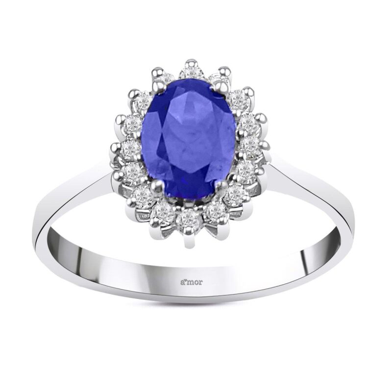 1.07 Karat Pırlanta Safir Yüzük - IDL Sertifikalı - 1