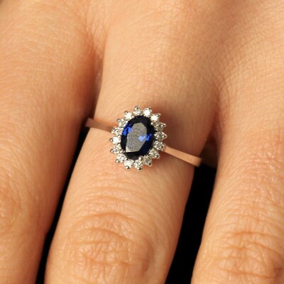 1.07 Karat Pırlanta Safir Yüzük - IDL Sertifikalı - 4